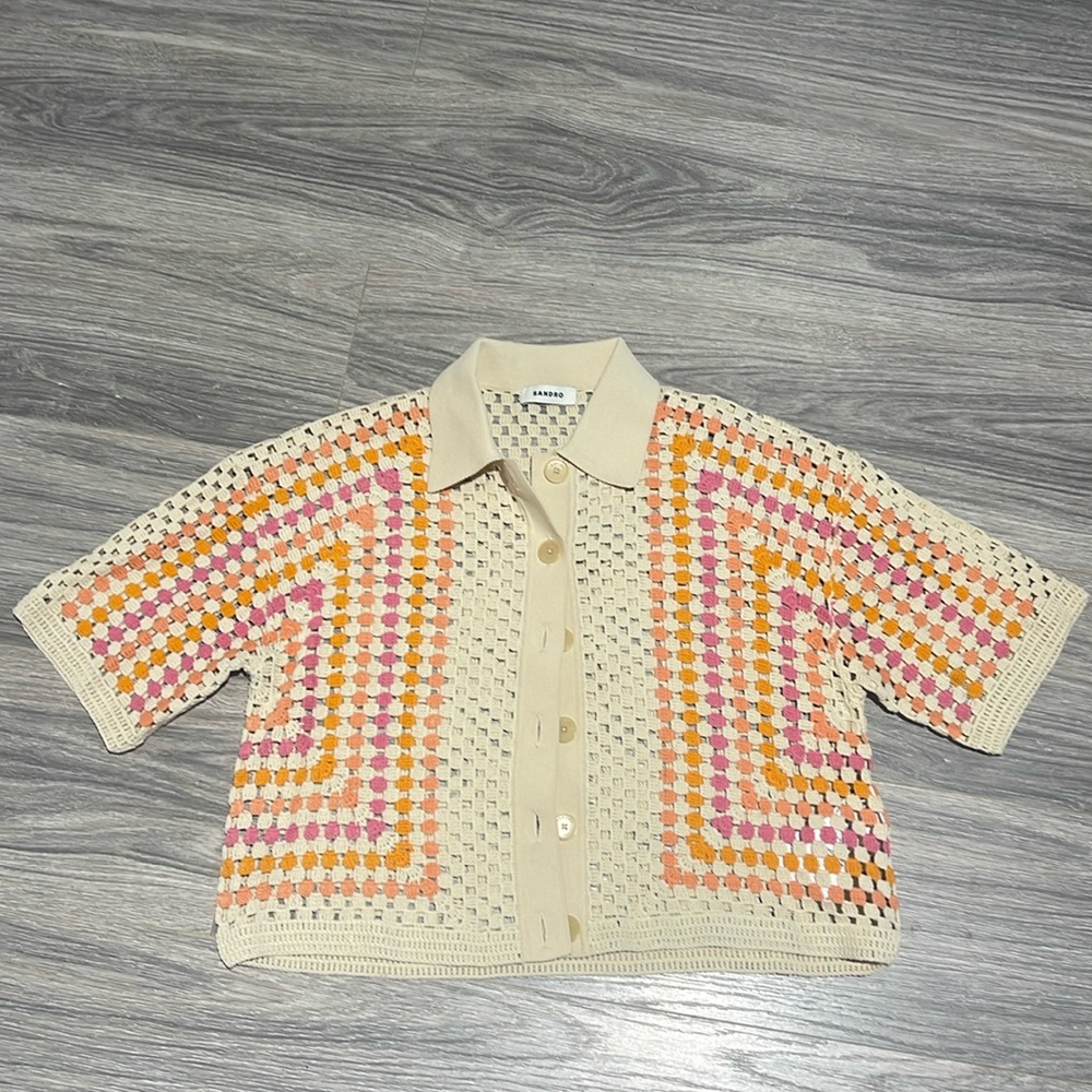 Sandro crocheted button down NWOT